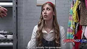 law student slut caught stealing sneakers gets punished rough in garage