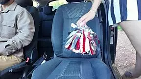 Cute cheerleader teen fingerfucked hard by stepdad in car squirting wet pussy ride 🚗💦