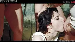 picture sara bell's small waist gaping from italian farm gangbang double anal penetration outdoors