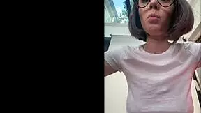 hey cute latina nerd moans fingering juicy tits with big dildo