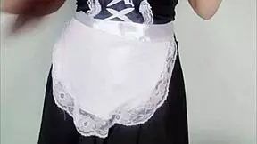 im so horny schoolgirl fingerin wet pussy in maid uniform for bros