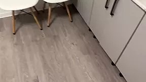 stepsis pins me under table and wrecks my tight pussy with her tongue