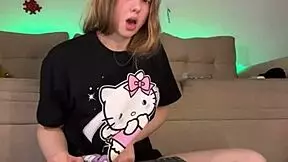 i squat low fingering my wet teen pussy at home