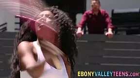 yo check this classy ebony babe's big tits taking hardcore facial cumshot.