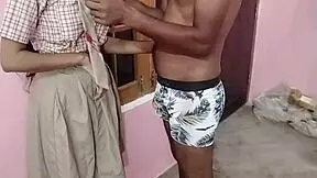 desi schoolgirl rides boyfriend's big cock in village barn 🍆🏠