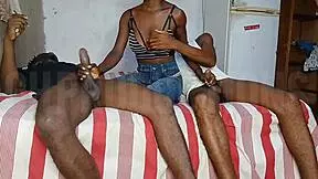 young couple invites guy for 3some, double penetrates her tight pussy good