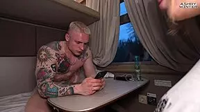 Blonde Train Pickup Licks Pretty Pussy Before Bent Over Doggystyle Fuck