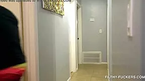 sarah lace rides dildo solo while stepdad spies from under bed