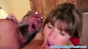 Russian Petite 18+ Babe with Small Tits Screwed Deep by Old Grandfather