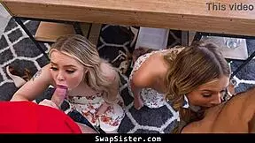 stepsisters teach stepbros pussy cowgirl doggy orgy hands-on taboo 4some lesson swapsister style?