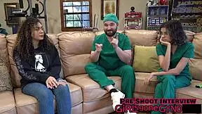 mara luv grabs vibrator from doc's drawer then aria nicole walks in mid-gyno exam fetish