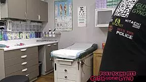 mara luv grabs vibrator from doc's drawer then aria nicole walks in mid-gyno exam fetish