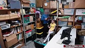blonde teen shoplifter deepthroats boss cock in office for release