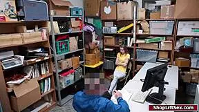 blonde teen shoplifter deepthroats boss cock in office for release