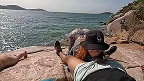 Naughty Girls' Deserted Beach Orgy Rocks!!