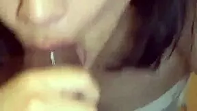 Hot Brunette Latina Sucks My Cock Hard Close Up Bedroom Dirty.