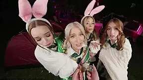 three teen scouts, you ready to lick shaved pussies in uniform camping orgy pov?