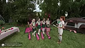 three teen scouts, you ready to lick shaved pussies in uniform camping orgy pov?