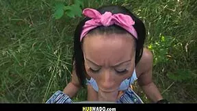 Petite German bends over for monster cock car ride deal?