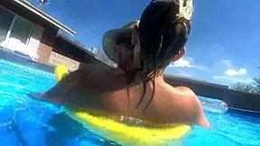 pregnant milf with big tits fucks poolside showing off cumshot for horny neighbors