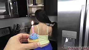 brunette teen loses anal virginity hd first time on birthday with hardcore assfucking
