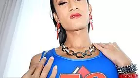 Petite Thai shemale takes monster cock in bareback anal and blowjob pounding