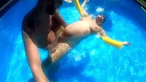 pregnant milf with big tits fucks poolside showing off cumshot for horny neighbors