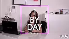 Kinky intern Paula Shy fingers to wild orgasm at work!