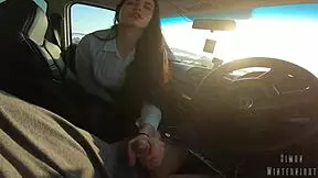 wanna see slutty coworker suck cock in car then swallow mouthful cum?
