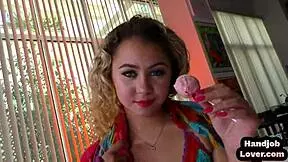 petite pov teen strokes cock dirty talk handjob