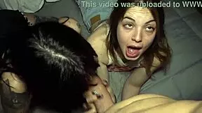 Girlfriend Keila Bassi and Yael STC take turns choking on lucky old man's huge cock