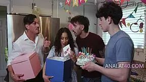 stepfamily gangbangs petite milf ass on her birthday bash