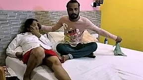 indian bhabhi punam spreads wet hairy pussy for servant's deepthroat blowjob and missionary creampie in bedroom