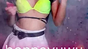 bonneyuwu dances sexy in white skirt pigtails argentine petite tease