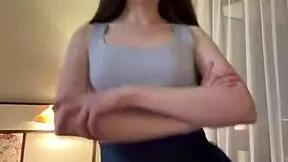 Watch this TikTok cutie in miniskirt and stockings tease her innie pussy lips!