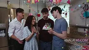 stepfamily gangbangs petite milf ass on her birthday bash