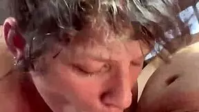 Busty petite hooker strips in car, deepthroats then rides bareback till cum on stomach