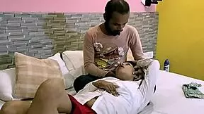 indian bhabhi punam spreads wet hairy pussy for servant's deepthroat blowjob and missionary creampie in bedroom