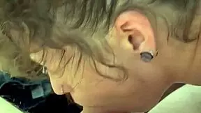 Busty petite hooker strips in car, deepthroats then rides bareback till cum on stomach