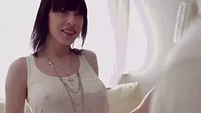 eighteen year old russian brunette rides stepbro then takes anal creampie doggystyle