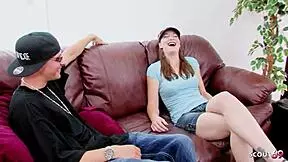 Natural ginger round ass girl picked up for first casting facial fuck