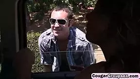 wanna see cougars sucking and fucking big cock in wild foursome?