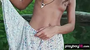 Slender Ukrainian Brunette Sveta L Kenya Strips Naked Outdoor Posing Petite Tits