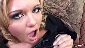 blonde teen with saggy naturals and blue eyes picked up for raw big dick casting!