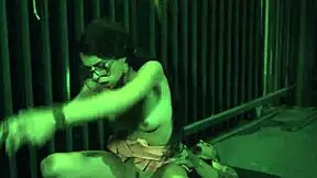 hot female bodybuilder dominates bound guy in muscle bondage