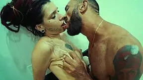 brazilian slut spreads shaved pussy lips to gulp cock deep then swallow hot load