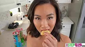 Kimmy Kimm's Korean Stepsis Ass Bounces at Slumber Party on Stepbro's Monster Cock