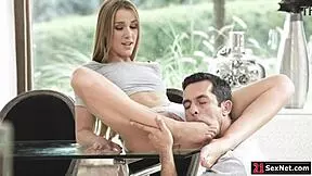 gf teases make me lick feet first then fuck shaved pussy