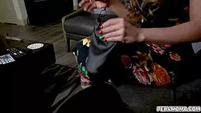 the blindfolded stepmom moans as her young stepson rams his monster cock down her throat in a wild face fuck frenzy