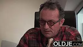 Bubble butt teen fucked hard in job interview—cumshot finish?